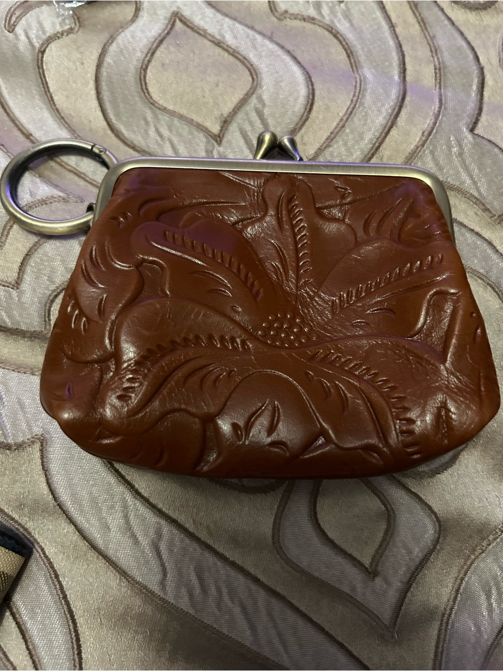 Patricia Nash Women's Embossed Floral Leather Coin Purse - Brown